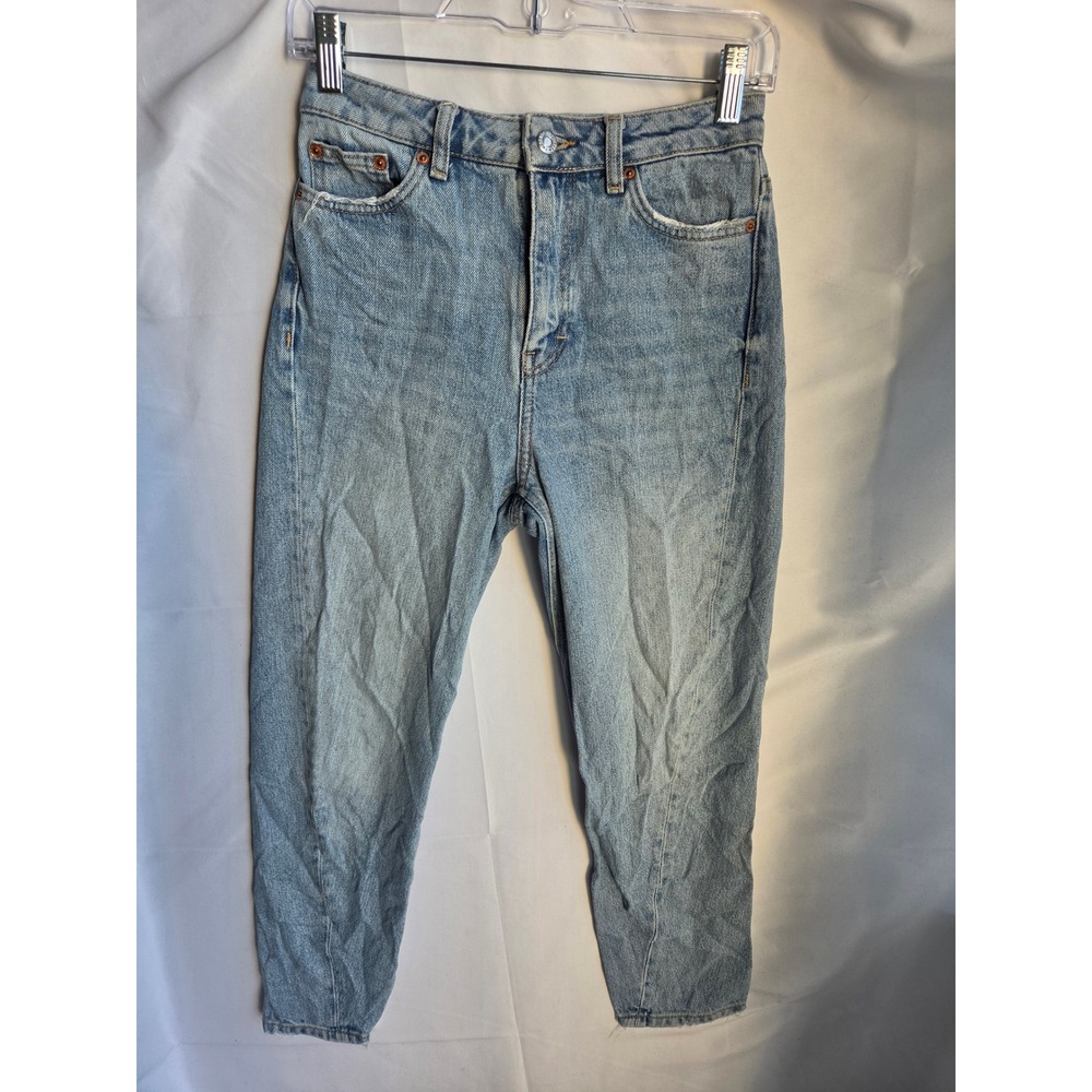 Topshop Tapered Jeans Womens Blue Light Wash Tapered High Rise Tapered